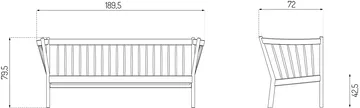 J149 soffa - Tyg brun-lackerad ek, 3-sits - FDB Møbler
