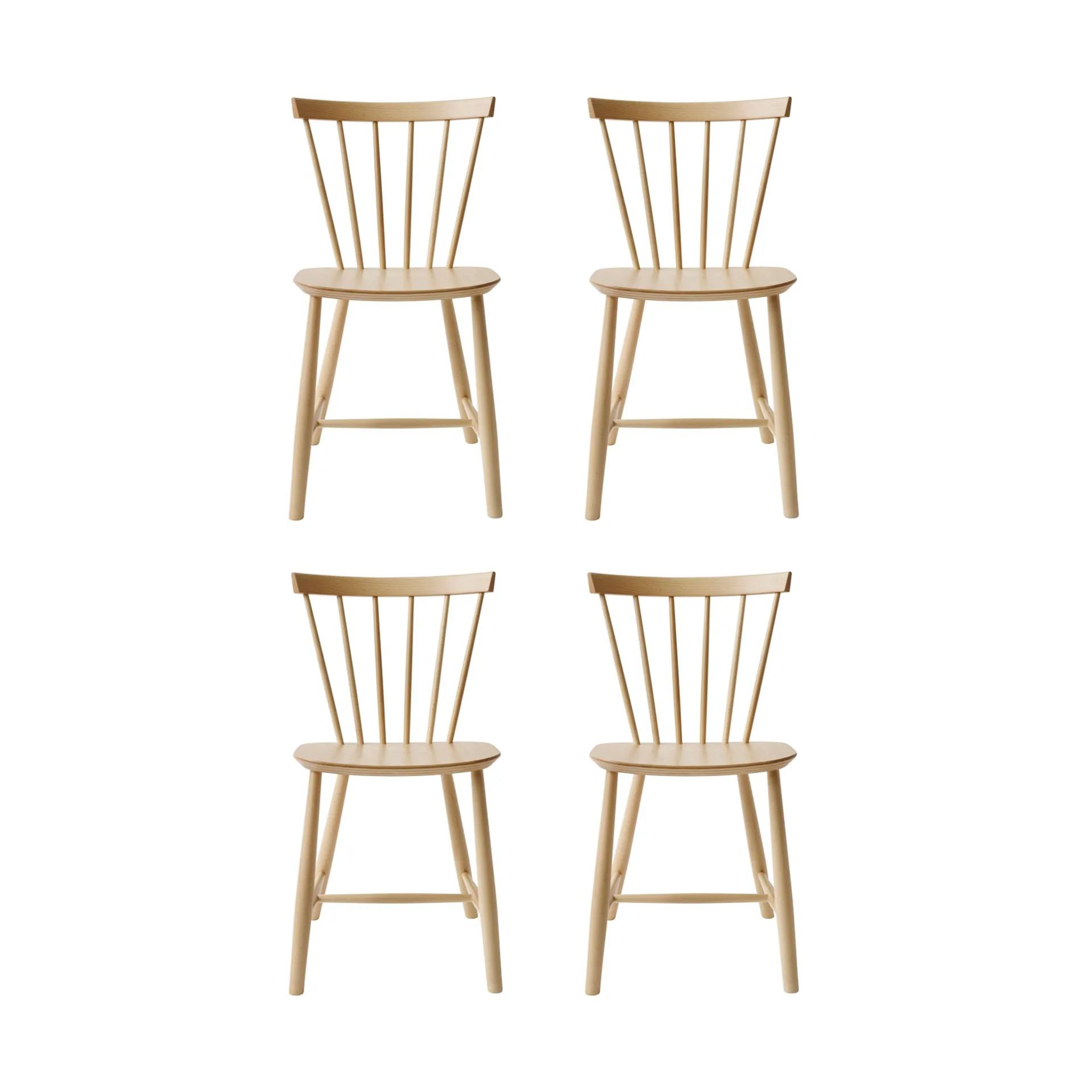 J46 stol, Beech nature lacquered, 4-pack FDB Møbler