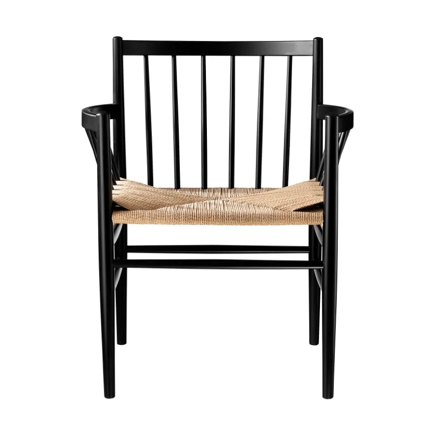 J81 karmstol, Nature-beech black painted FDB Møbler