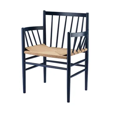 J81 karmstol - Steel blue beech-paper cord - FDB Møbler