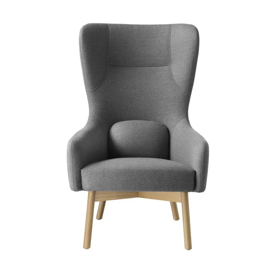 L35 Gesja Wing Chair fåtölj, Oak nature lacquered-dark grey FDB Møbler