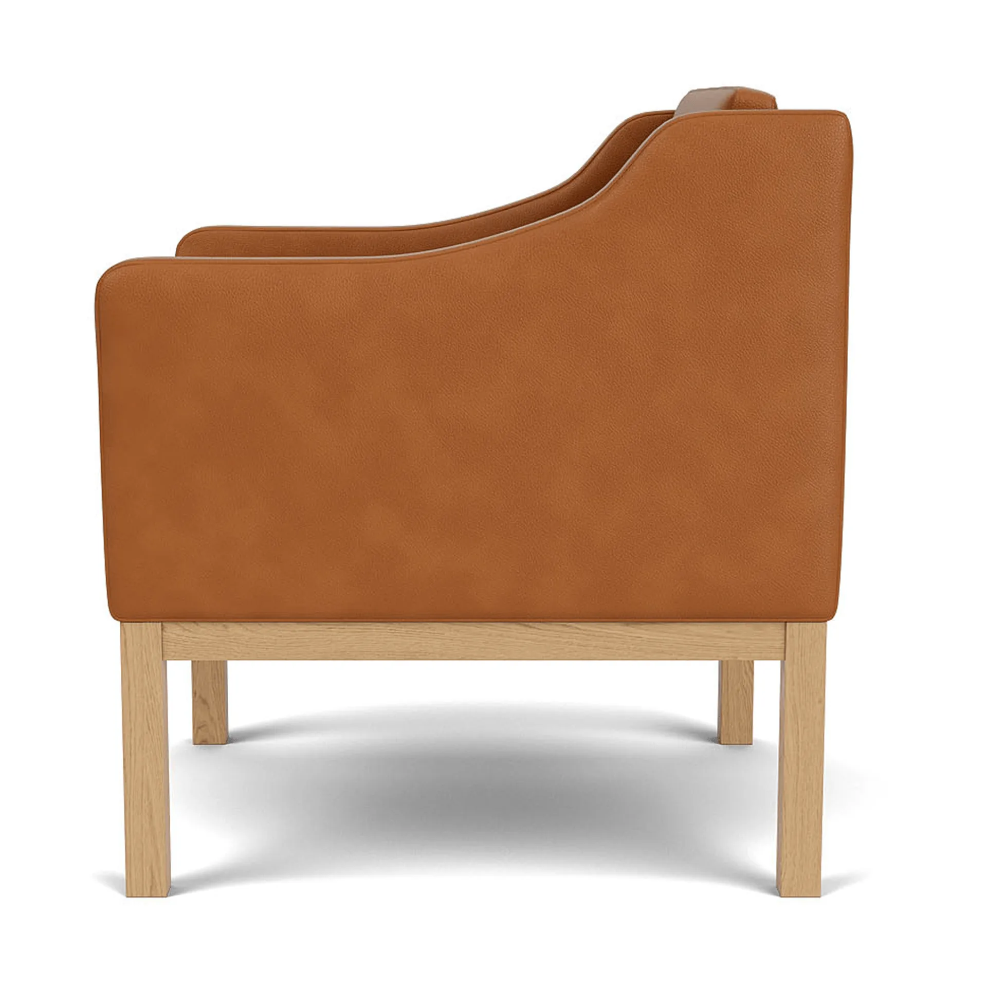 L46 MK155 easy chair karmstol, Lackerad ek-läder cognac FDB Møbler