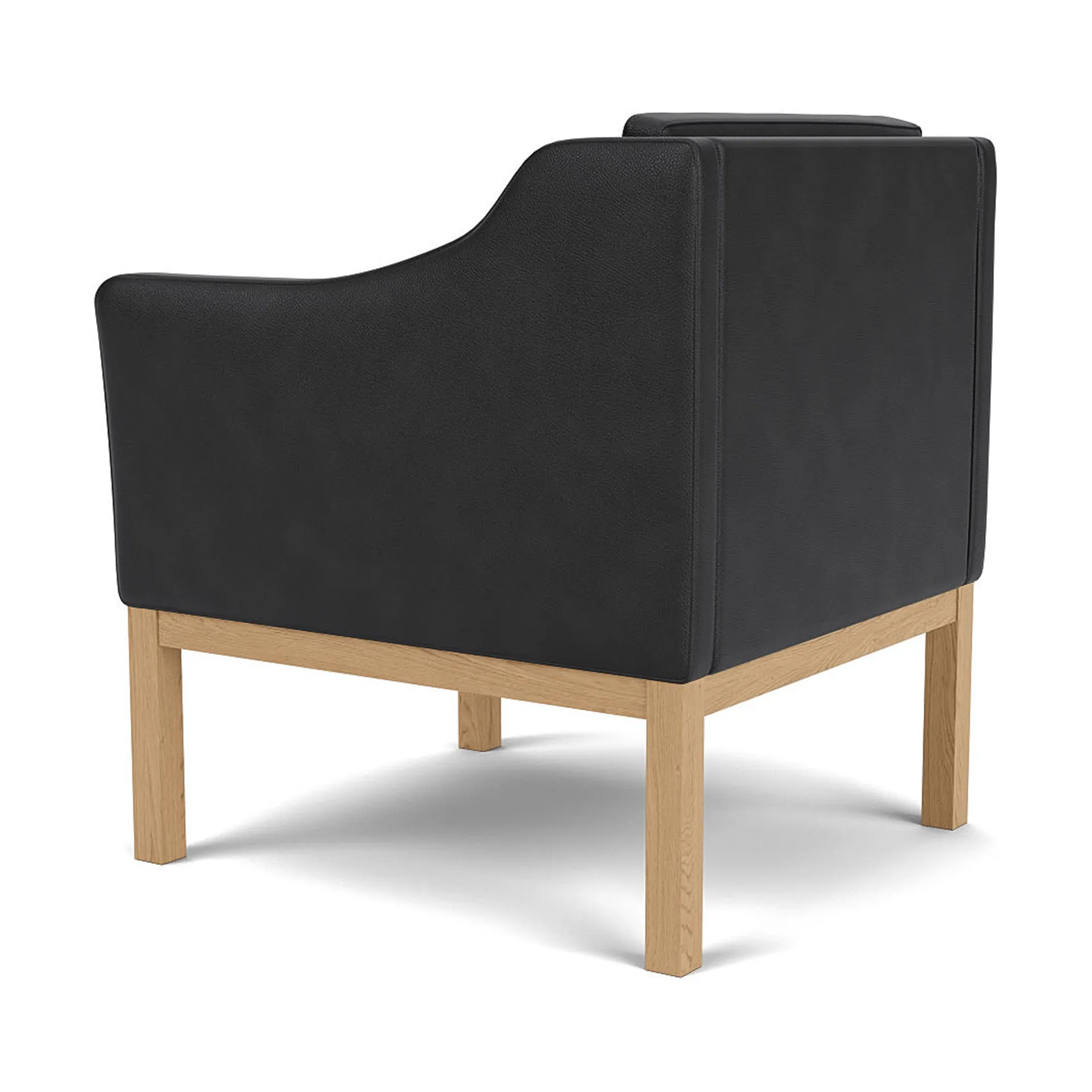 L46 MK155 easy chair karmstol, Lackerad ek-läder svart FDB Møbler