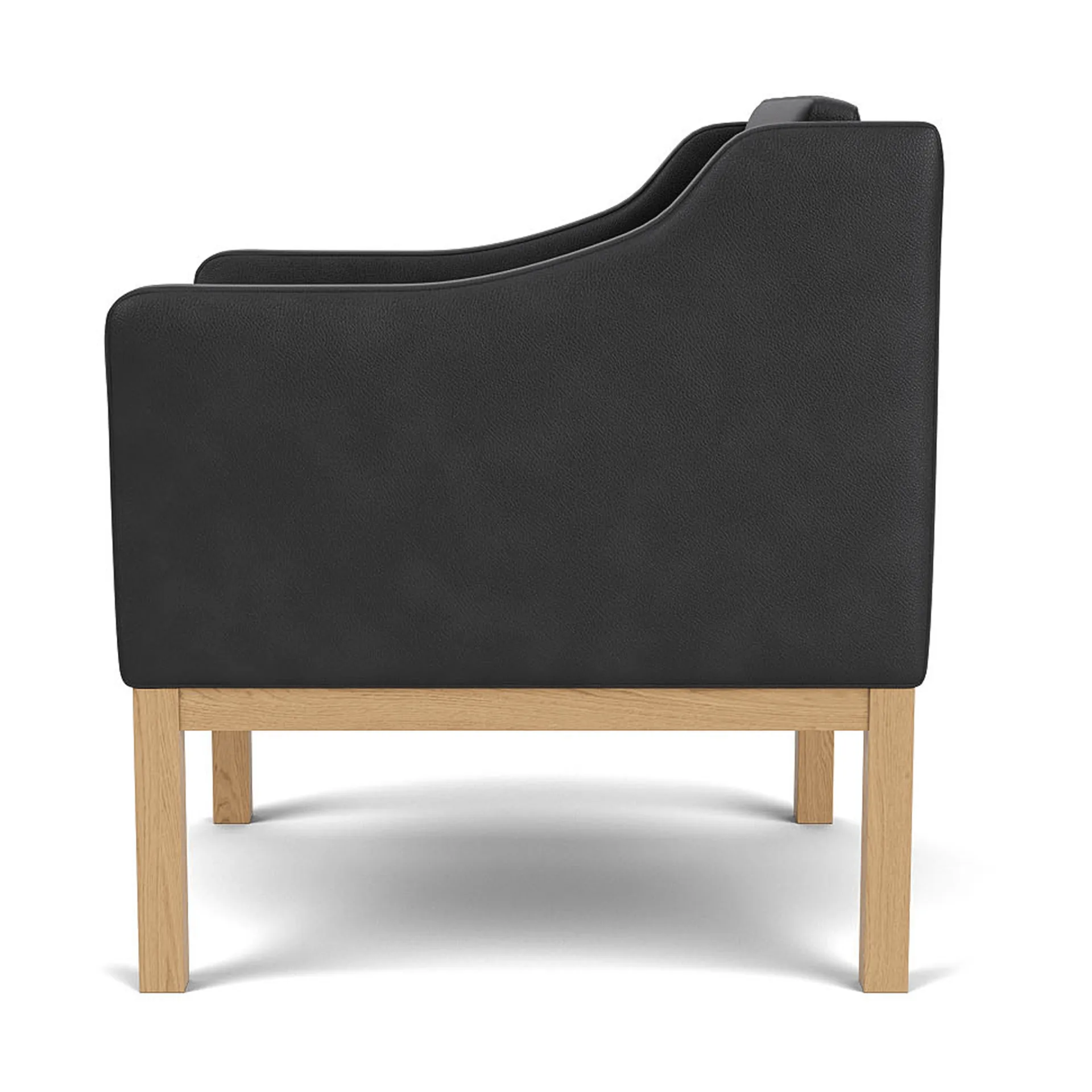 L46 MK155 easy chair karmstol, Lackerad ek-läder svart FDB Møbler