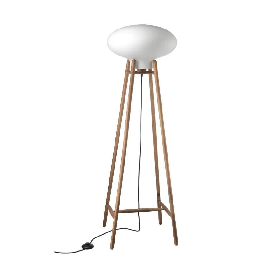 U5 Hiti golvlampa, Opal glass-walnut nature lacquered FDB Møbler