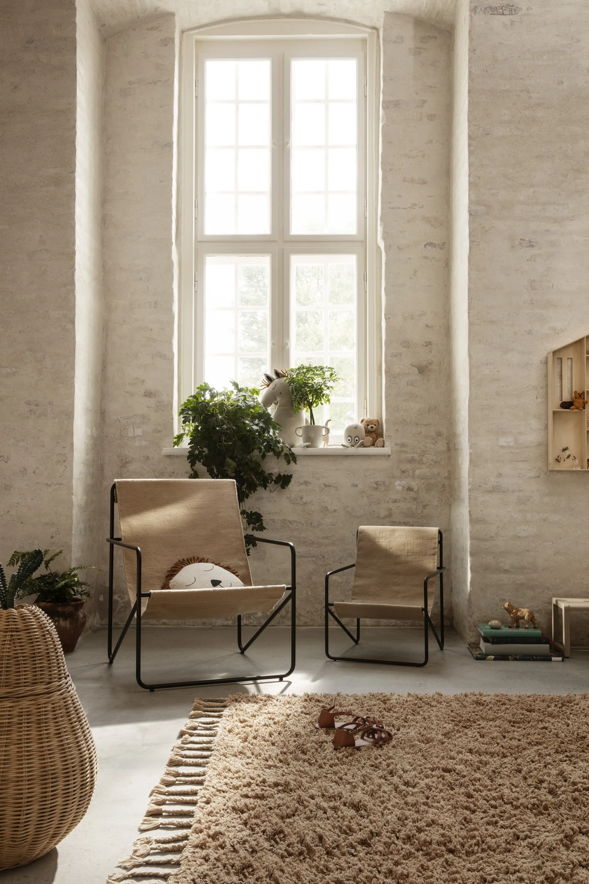 Amass long pile matta 140x140 cm, White Pepper Ferm Living
