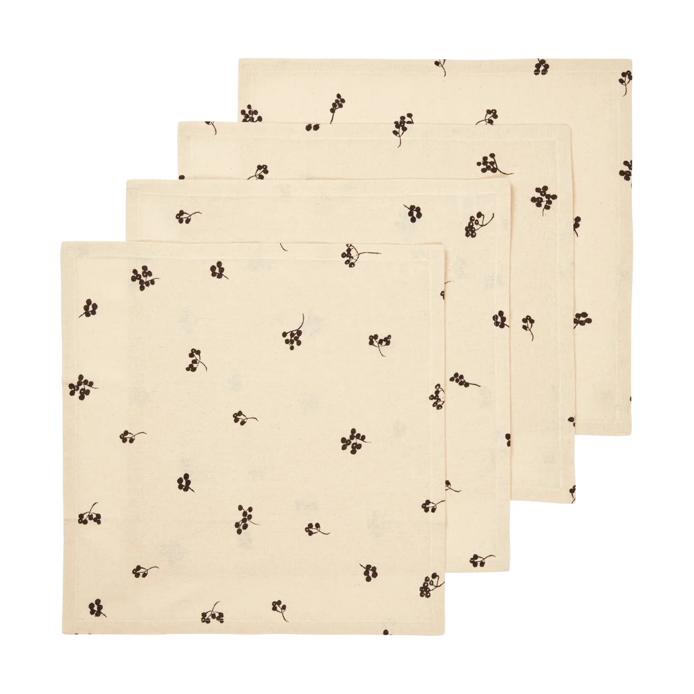Baies bomullsservett 40x40 cm 4-pack, Natural-dark chocolate Ferm Living