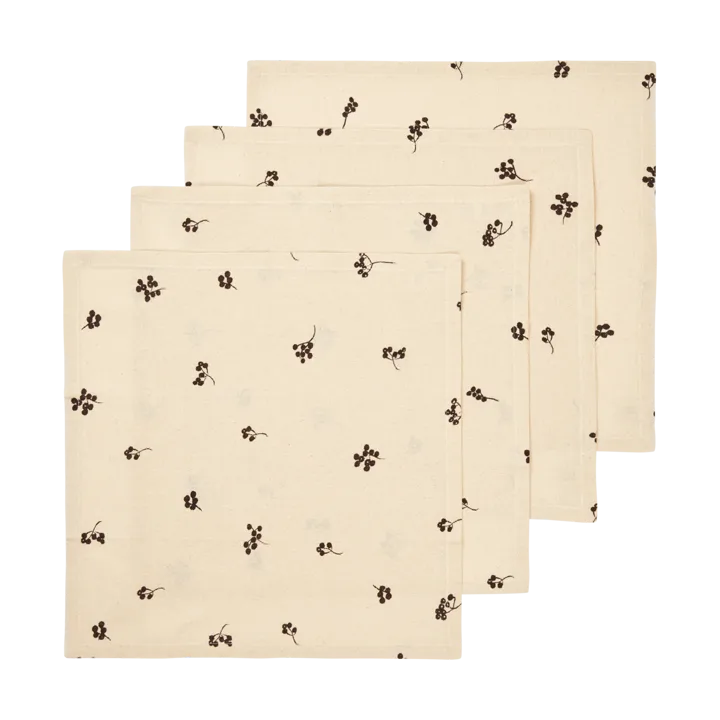 Baies bomullsservett 40x40 cm 4-pack - Natural-dark chocolate - Ferm Living