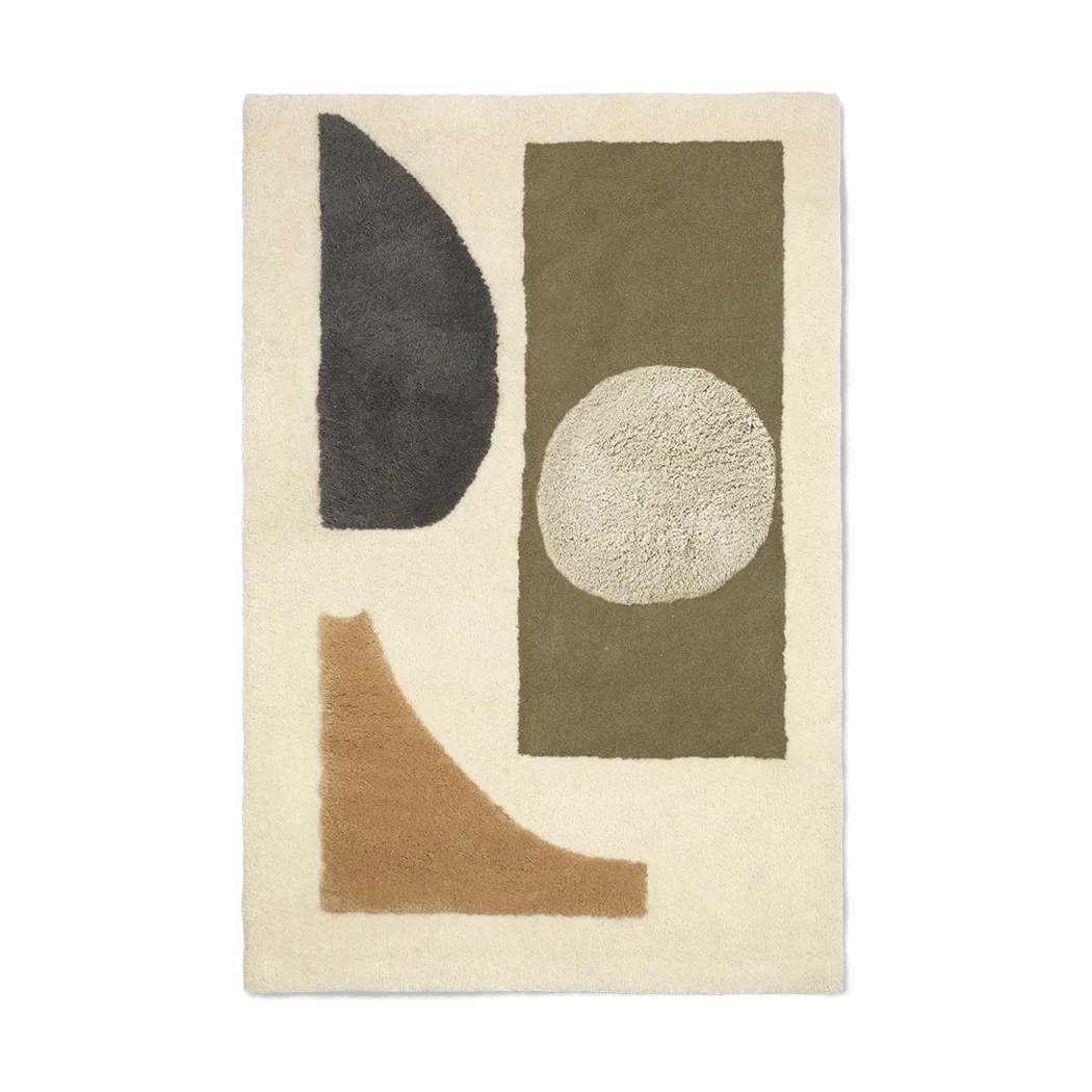 Bloco tuftad matta, Green-off white, 80x120 cm Ferm Living