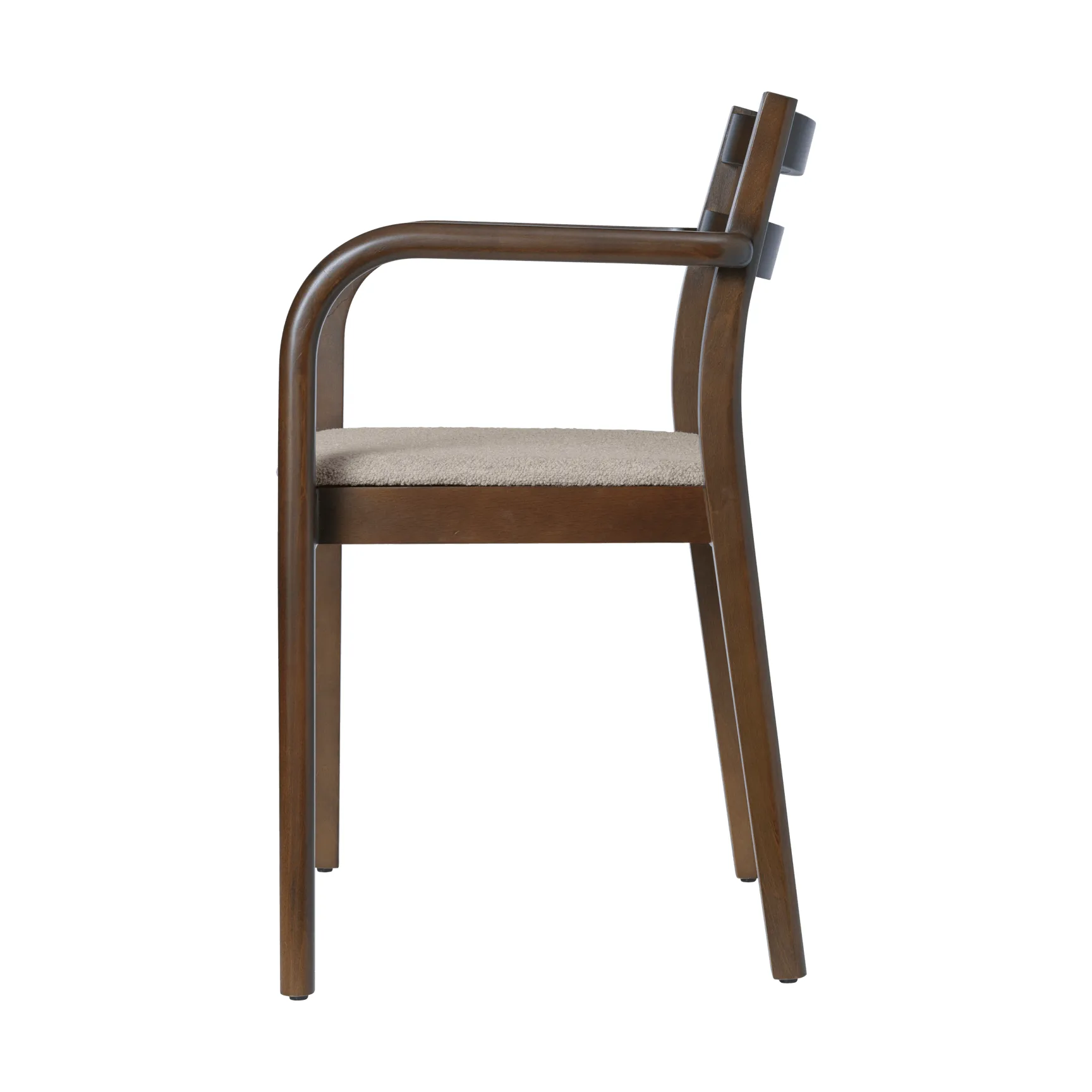 Boda karmstol, Klädd sits soft bouclé, dark stained beech-natural Ferm Living