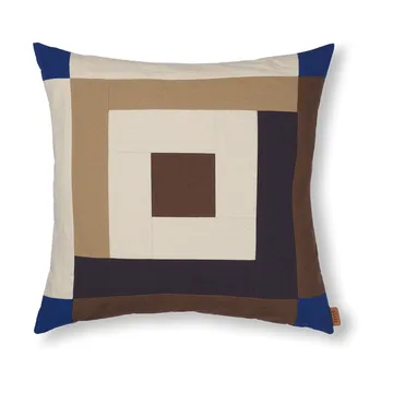 Border patchwork kuddfodral 50x50 cm - Carob brown-bright blue - Ferm Living