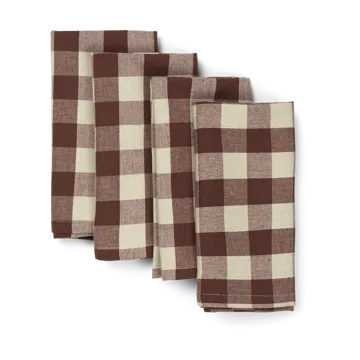 Bothy Check bomullsservett 40x40 cm 4-pack - Cinnamon-grey green - Ferm Living