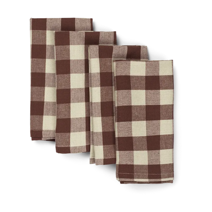 Bothy Check bomullsservett 40x40 cm 4-pack - Cinnamon-grey green - Ferm Living
