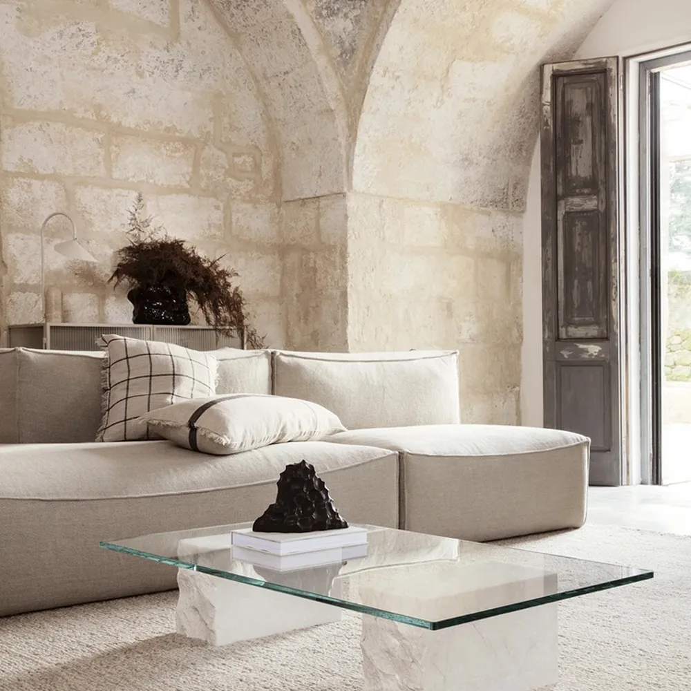 Catena modulsoffa, tyg cotton linen natural, open end r 301 Ferm Living