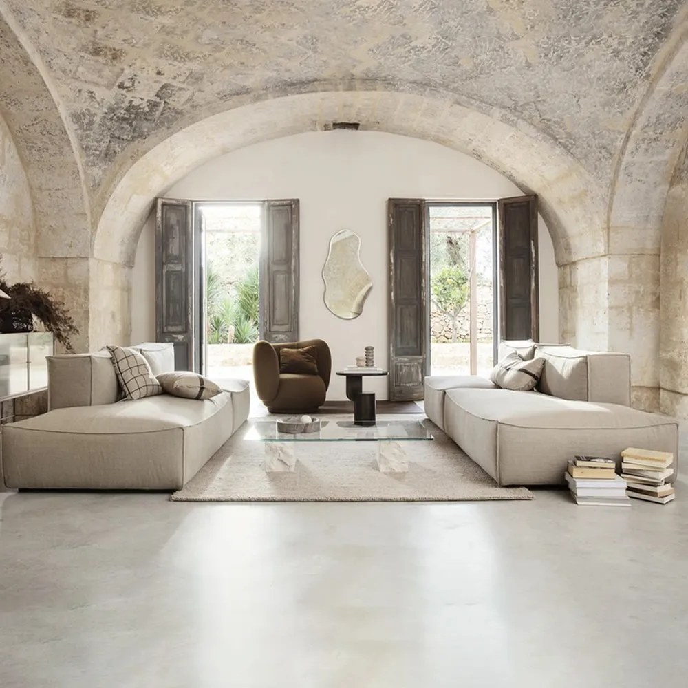 Catena modulsoffa, tyg cotton linen natural, open end r 301 Ferm Living