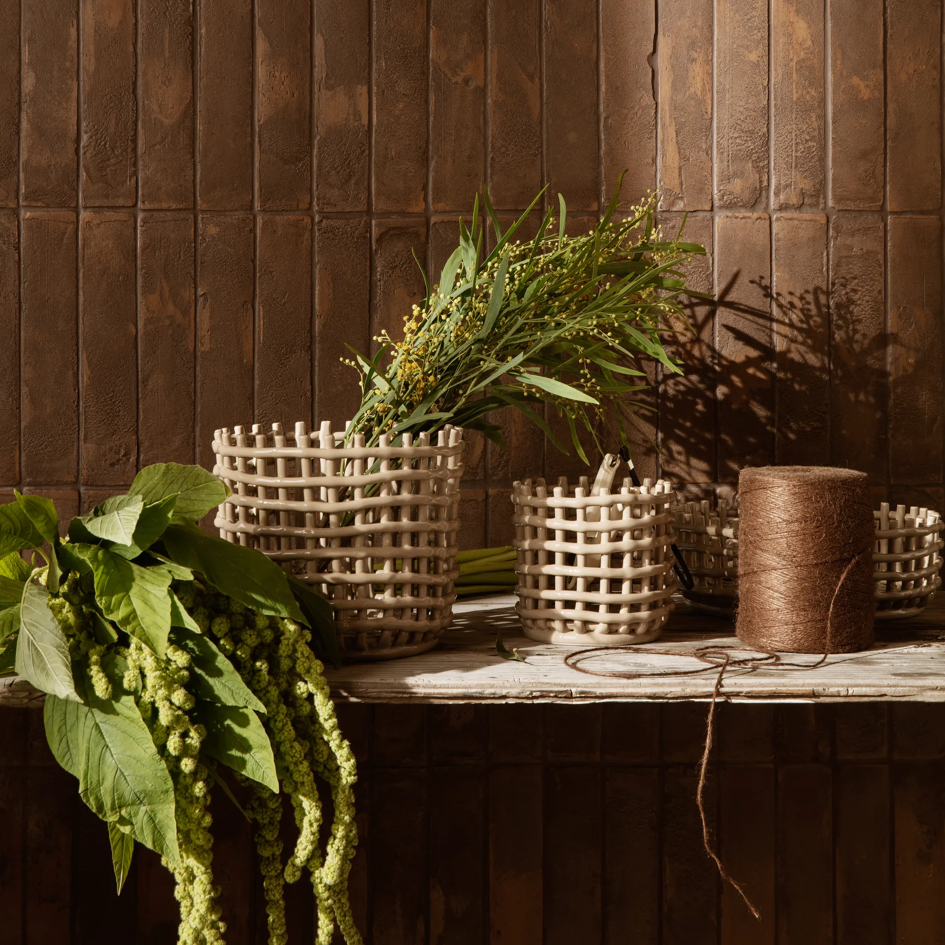 Ceramic flätad korg Ø16 cm, Cashmere Ferm Living