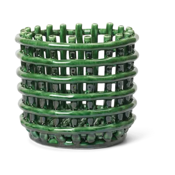 Ceramic flätad korg Ø16 cm - Emerald Green - Ferm Living