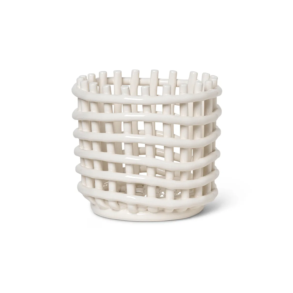 Ceramic flätad korg Ø16 cm, Off white Ferm Living