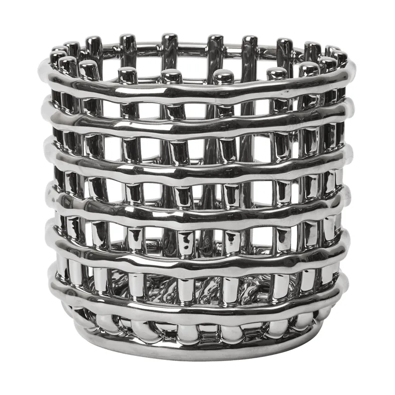 Ceramic flätad korg Ø16 cm, Silver Ferm Living