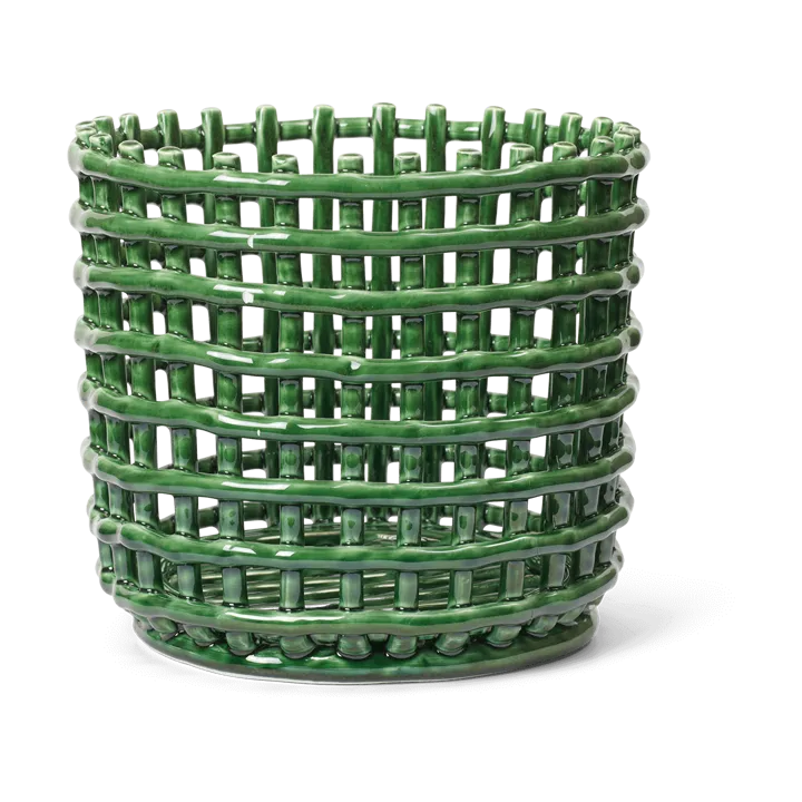 Ceramic flätad korg Ø23,5 cm - Emerald Green - Ferm Living