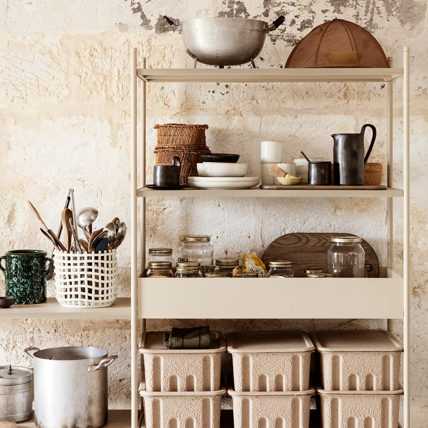 Ceramic flätad korg Ø23,5 cm, Off white Ferm Living