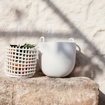 Ceramic flätad korg Ø23,5 cm - Off white - Ferm Living