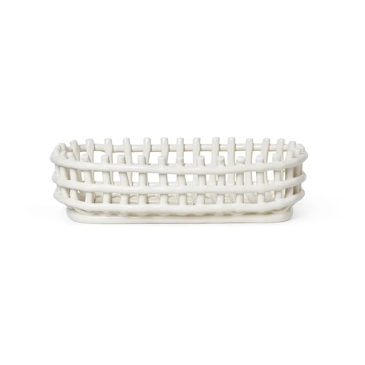 Ceramic flätad korg oval 15x30 cm - Off white - Ferm Living
