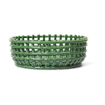 Ceramic flätad skål - Emerald Green - Ferm Living