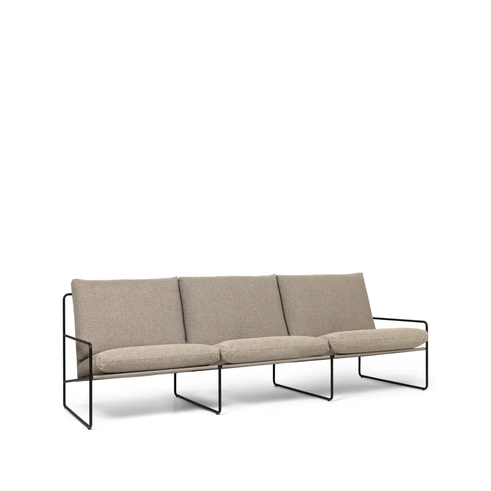 Desert 3-sits soffa, tyg dark sand, svart stativ Ferm Living