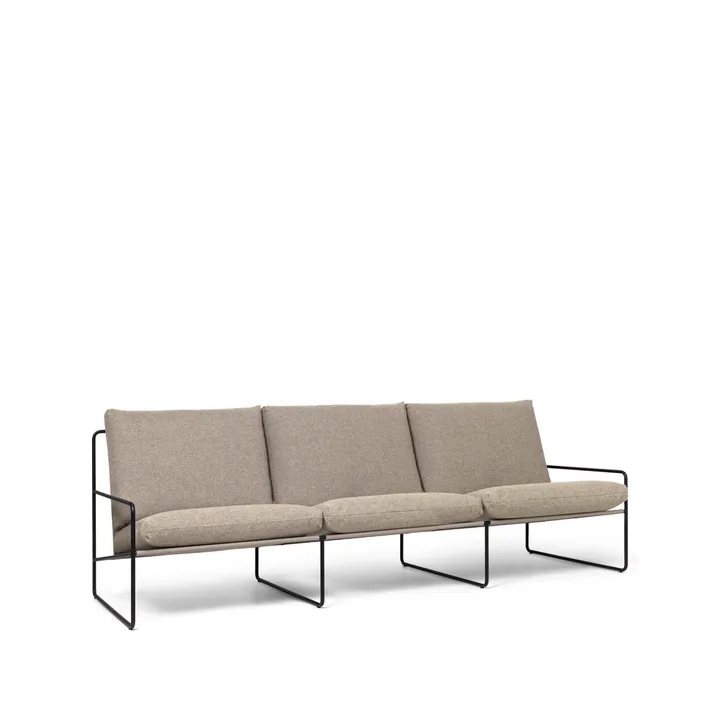 Desert 3-sits soffa - tyg dark sand, svart stativ - Ferm Living
