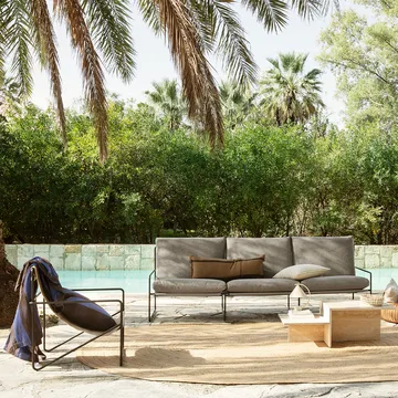 Desert 3-sits soffa - tyg dark sand, svart stativ - Ferm Living