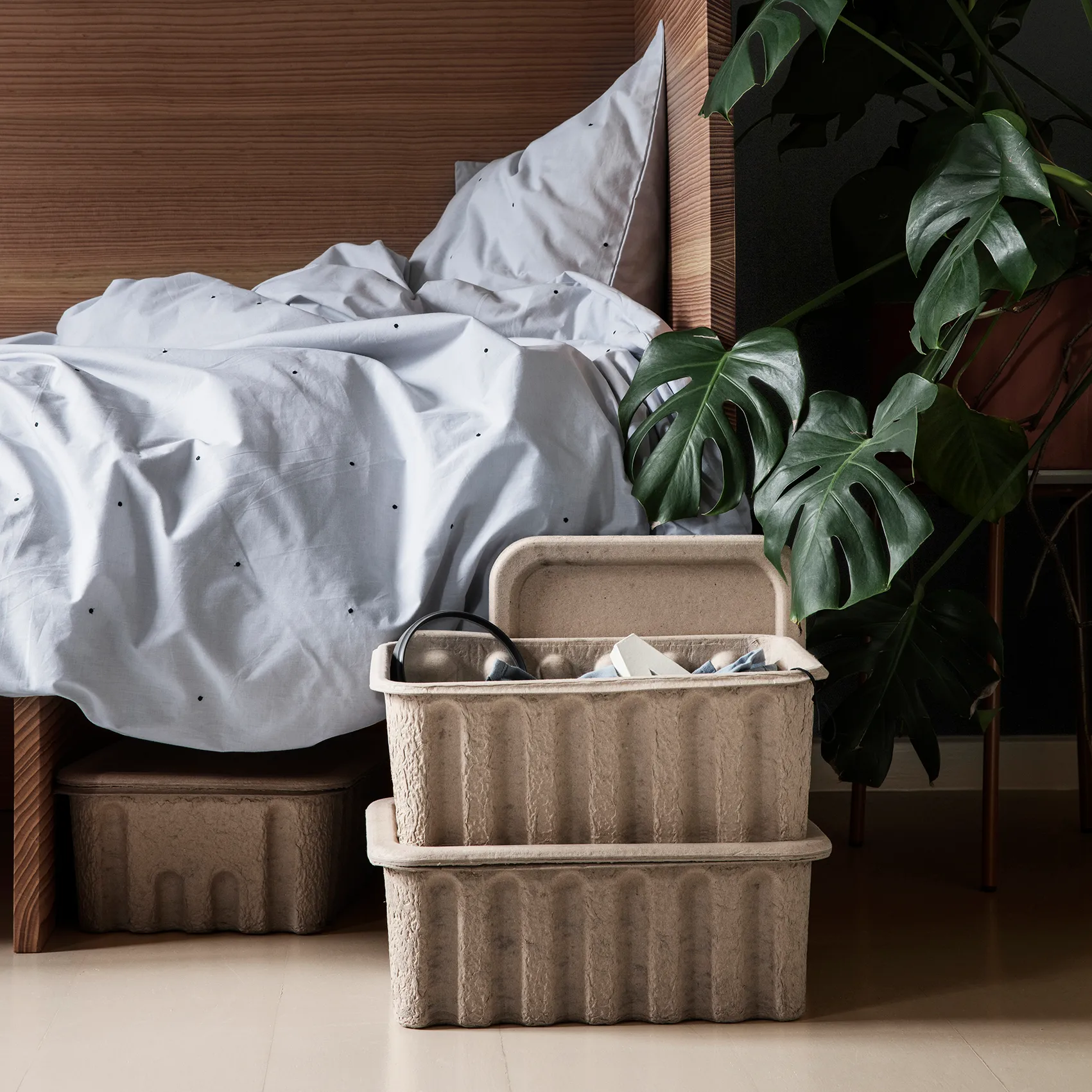 Ferm förvaringslåda med lock papper 2-pack, Brun Ferm Living