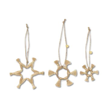 Ferm Living Jute Stars julgranshänge 3 delar - Natural - Ferm Living