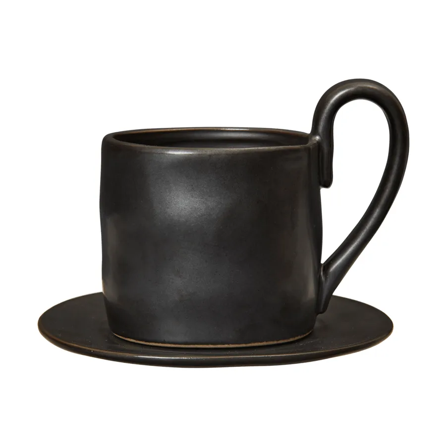 Flow mugg med fat 25 cl, Black Ferm Living