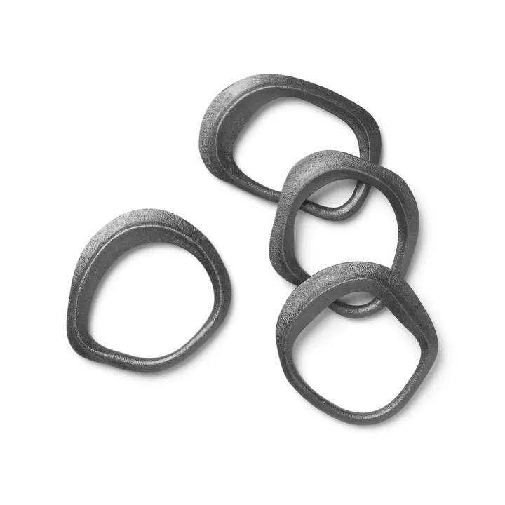 Flow servettring 4-pack - Svart mässing - Ferm Living