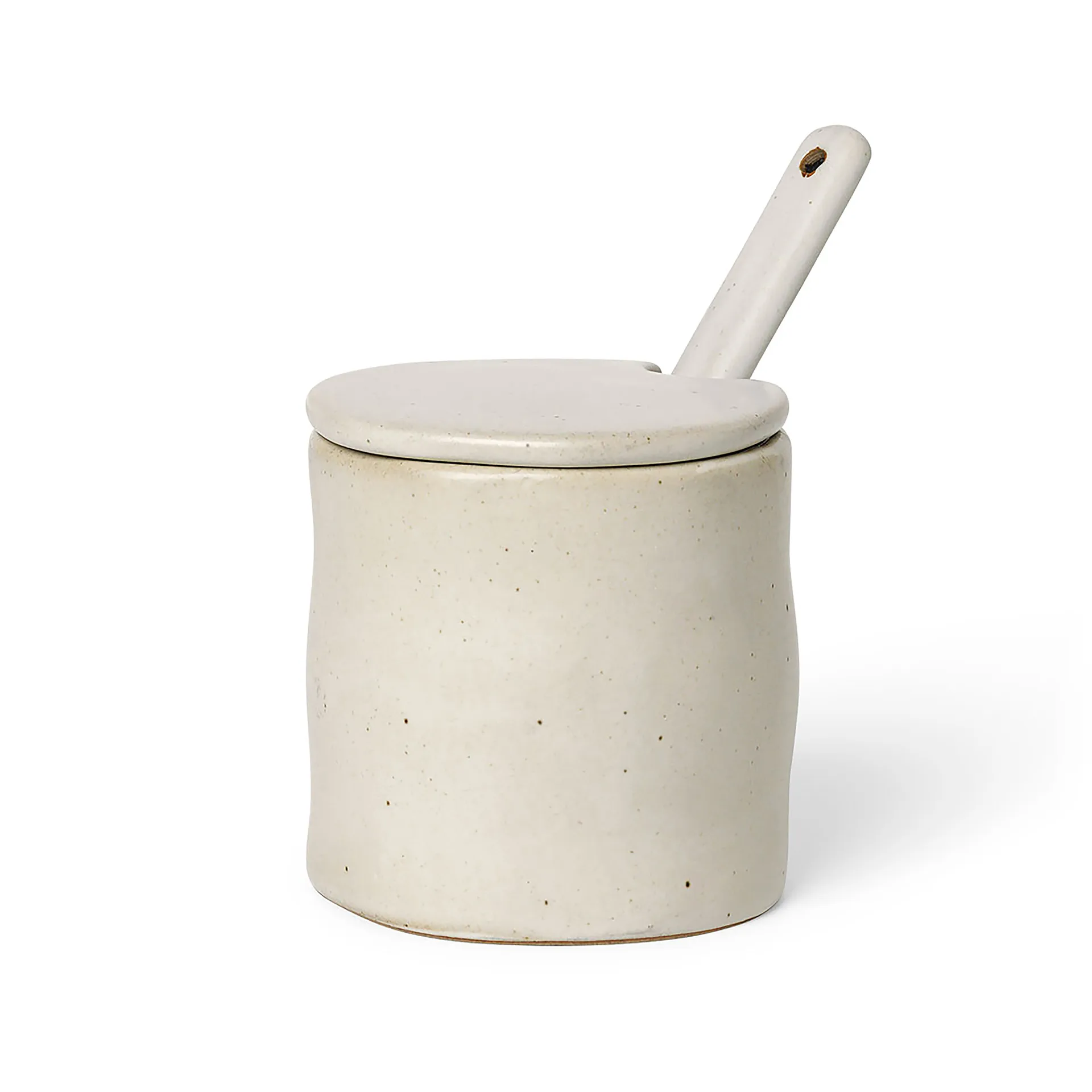Flow syltburk med sked, Off-white speckle Ferm Living