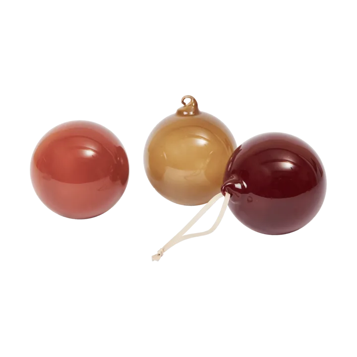 Glass bauble julkulor L Ø10 cm 3 delar - Roseate Opaque - Ferm Living