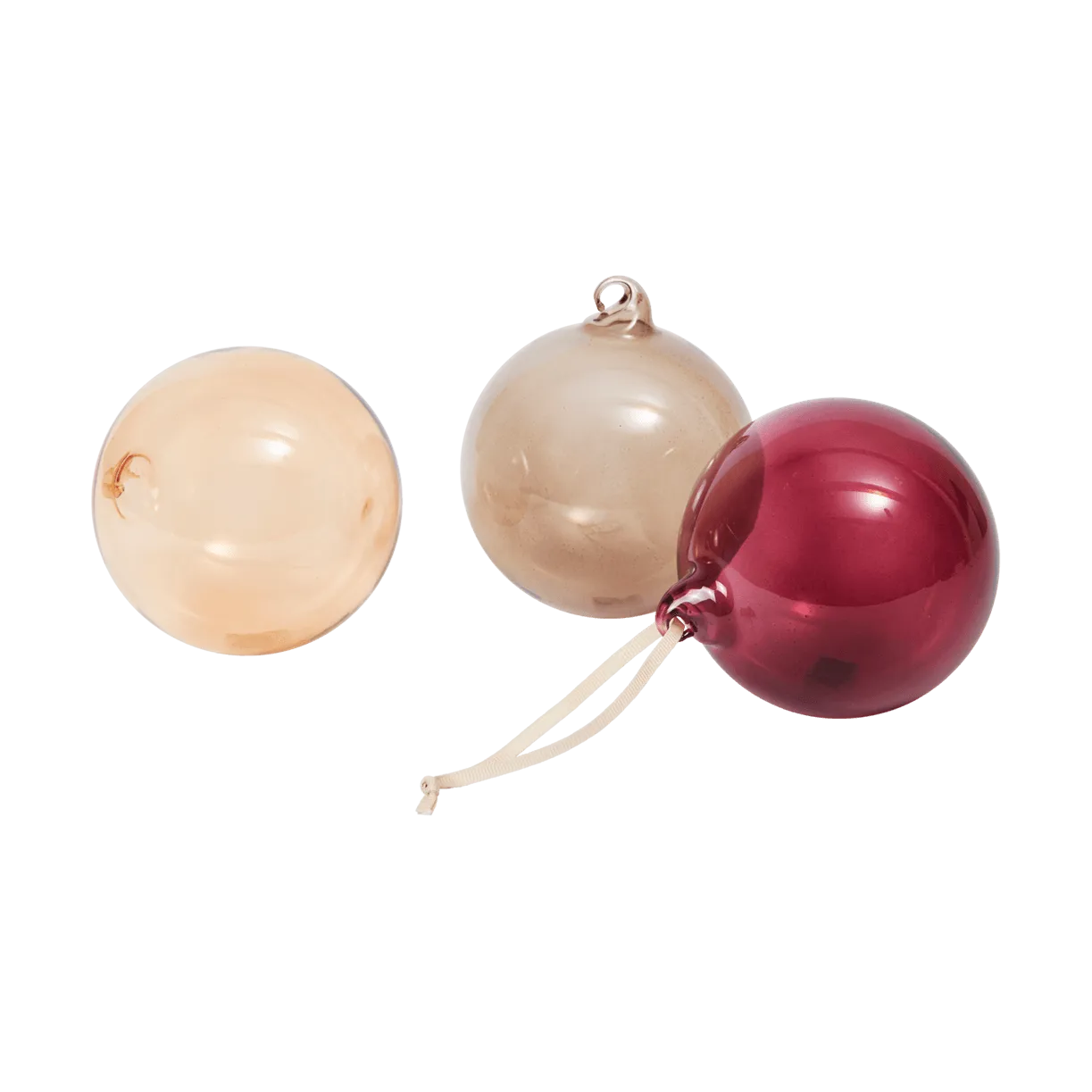 Glass bauble julkulor L Ø10 cm 3 delar, Roseate Translucent Ferm Living