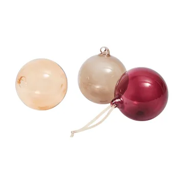 Glass bauble julkulor L Ø10 cm 3 delar - Roseate Translucent - Ferm Living