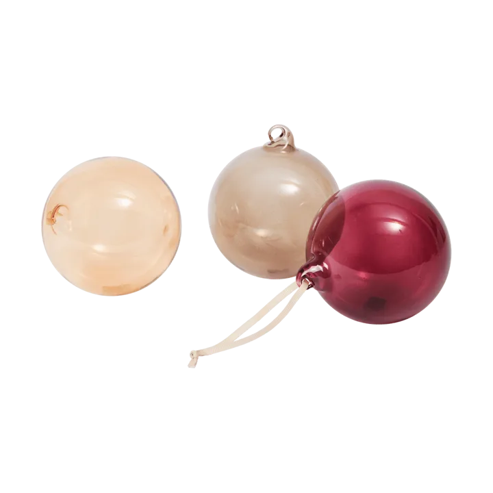 Glass bauble julkulor L Ø10 cm 3 delar - Roseate Translucent - Ferm Living