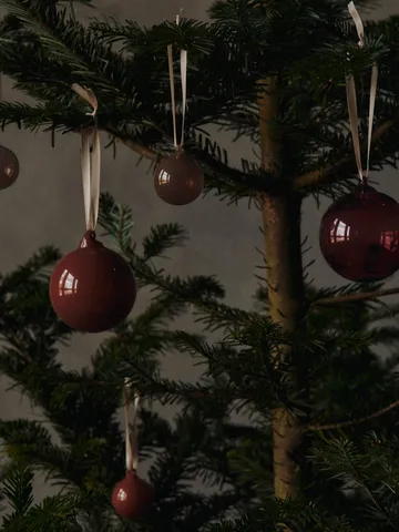 Glass bauble julkulor L Ø10 cm 3 delar - Roseate Translucent - Ferm Living