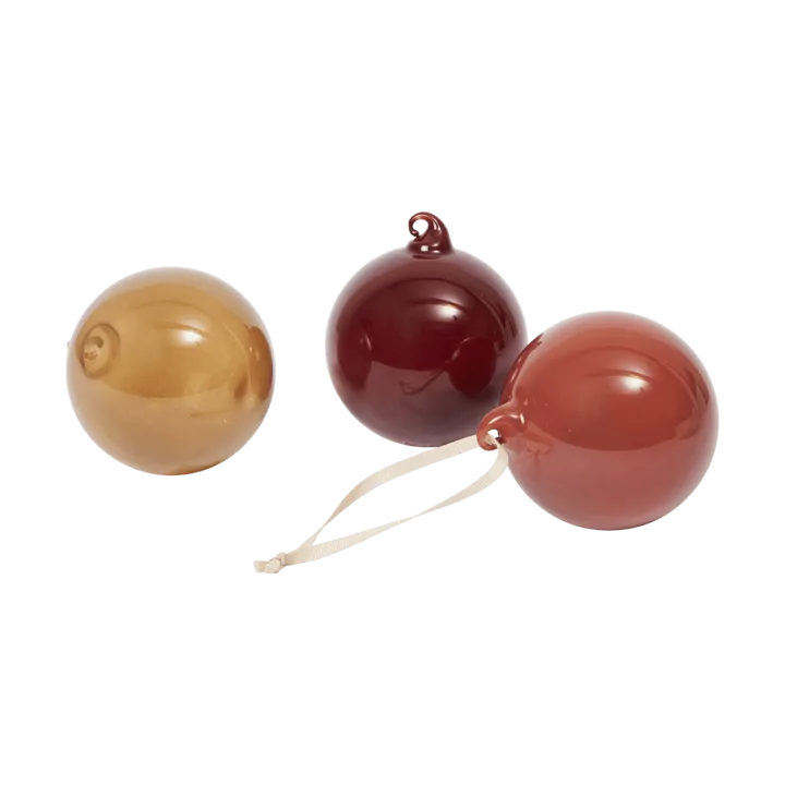 Glass bauble julkulor M Ø8 cm 3 delar - Roseate Opaque - Ferm Living