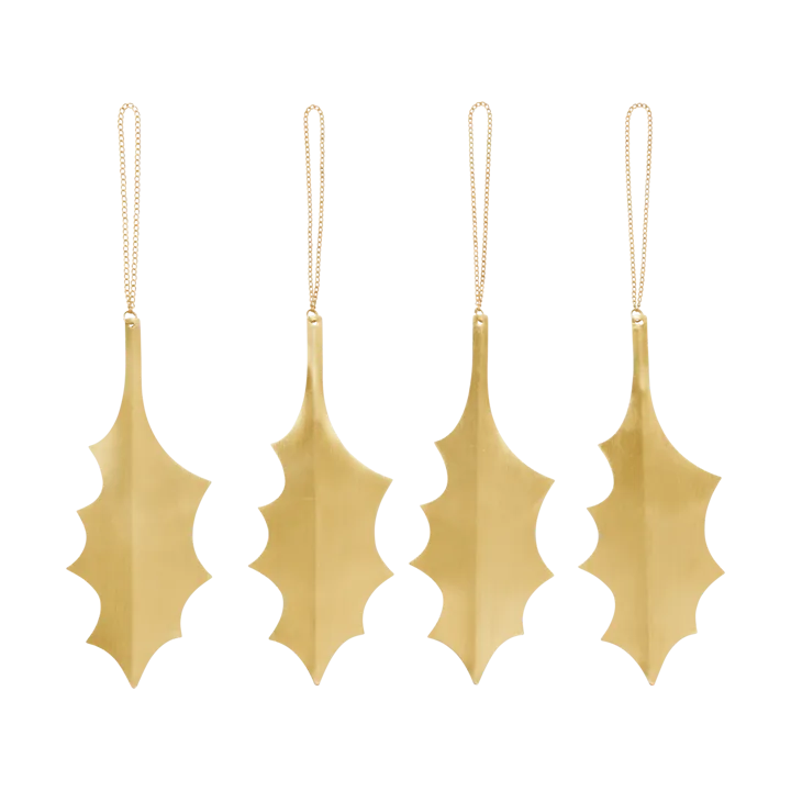 Holly leaf dekorationshänge 13,5 cm 4-pack - Brass - Ferm Living