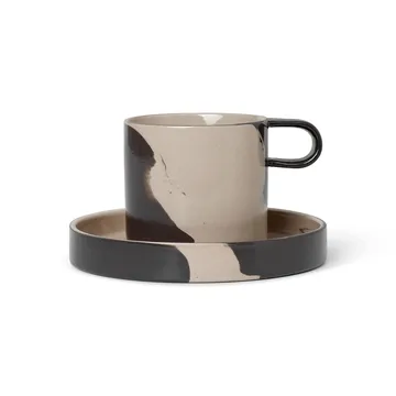 Inlay kopp med fat - Sand-brown - Ferm Living