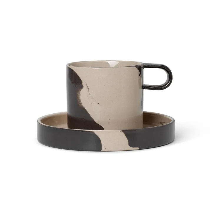 Inlay kopp med fat - Sand-brown - Ferm Living