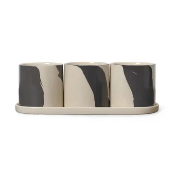 Inlay örtkruka med fat 4 delar - Sand-brown - Ferm Living
