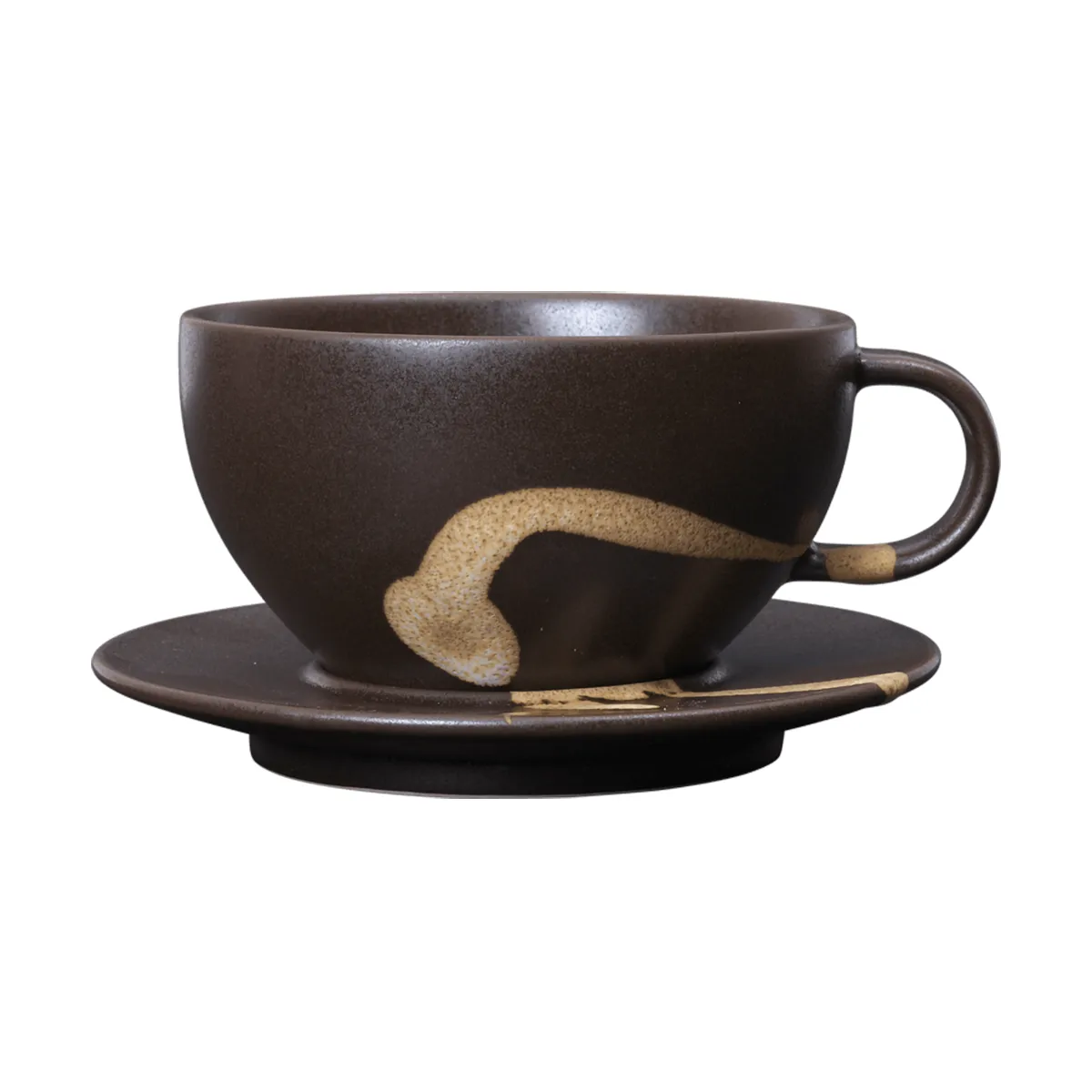 Koyo kopp med fat 36 cl, Dark brown-buff Ferm Living