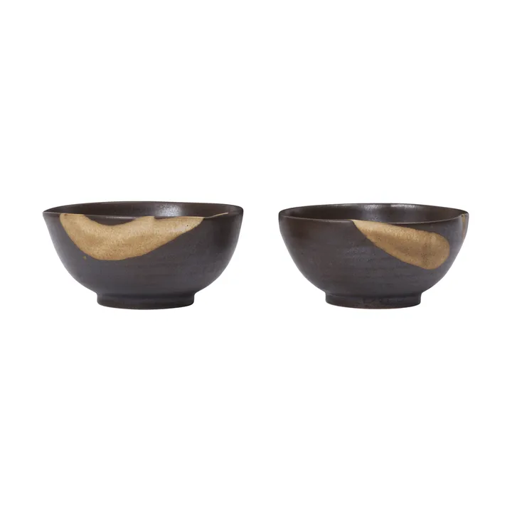 Koyo skål 2-pack - Dark brown-buff, Ø8,5x4,5 cm - Ferm Living