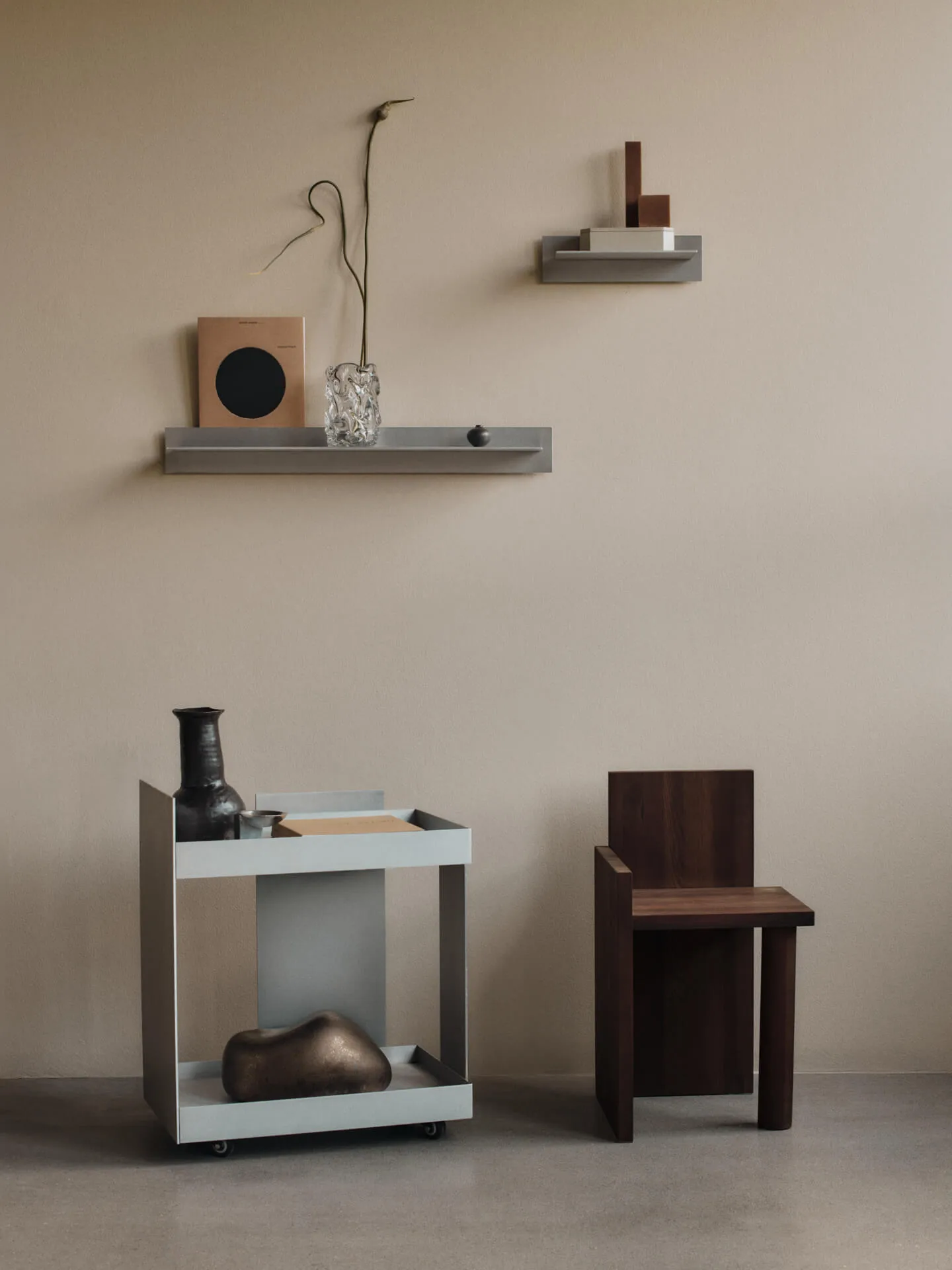 Lager vägghylla singel 35, Aluminium Ferm Living