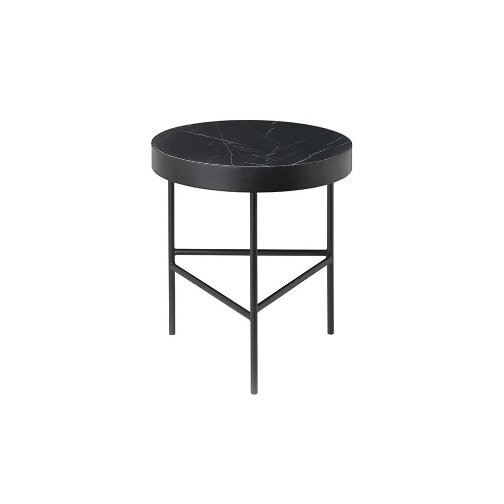 Marble Table soffbord, Marmor svart, medium, svart stativ Ferm Living